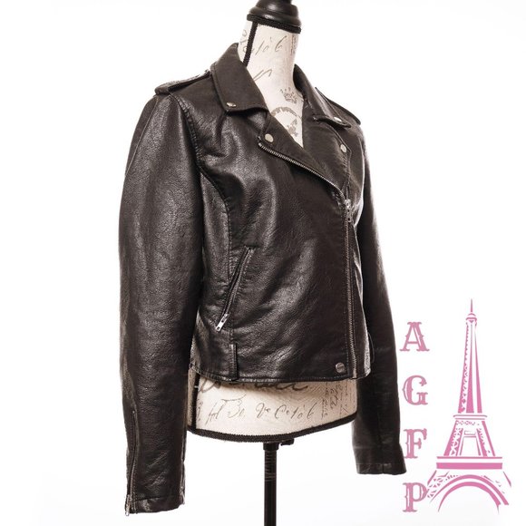 Wild Fable Womens vegan leather black moto jacket - Picture 9 of 14